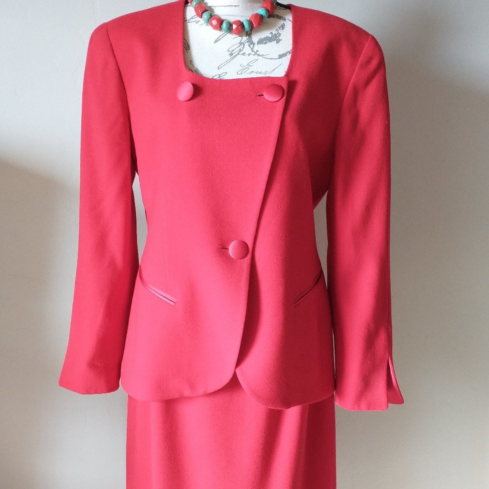 Christian Dior Worsted Wool Red Suit